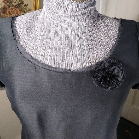 J. CREW Charcoal Gray Silk Blend Short Sleeve Dress - Picture 7 of 7